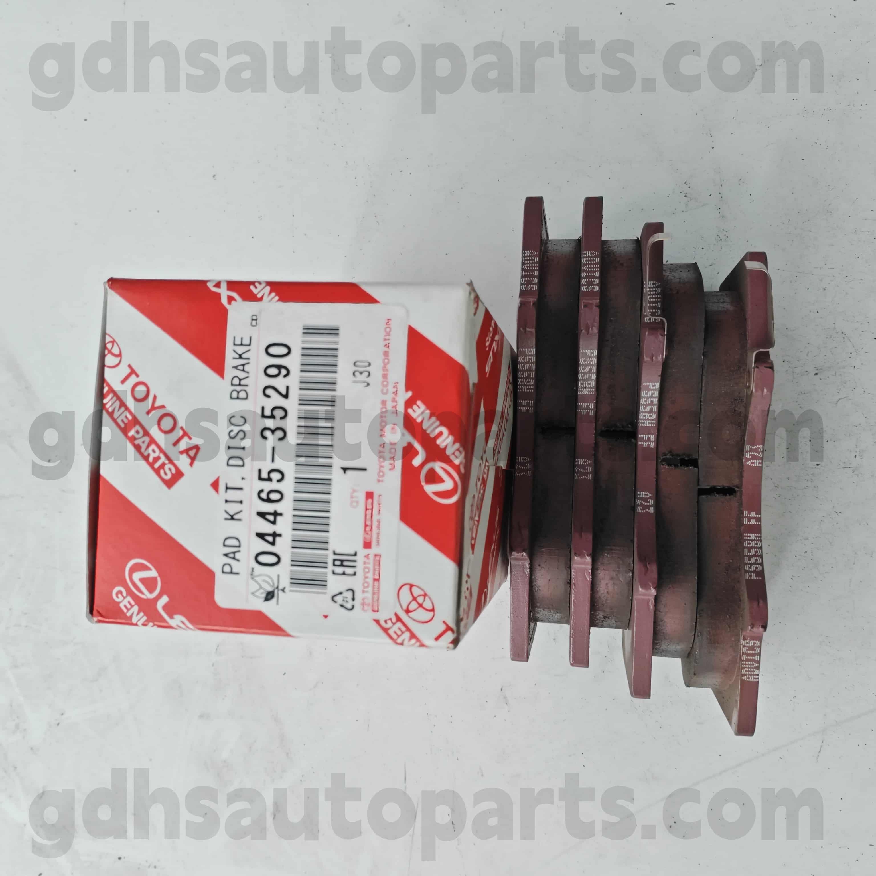 04465-35290 Toyota Originálne diely predná brzdová podložka pre pozemok Cruiser Prado 、 Fortuner 、 Fj Cruiser 、 Hilux 、 Sequoia podvozok č.