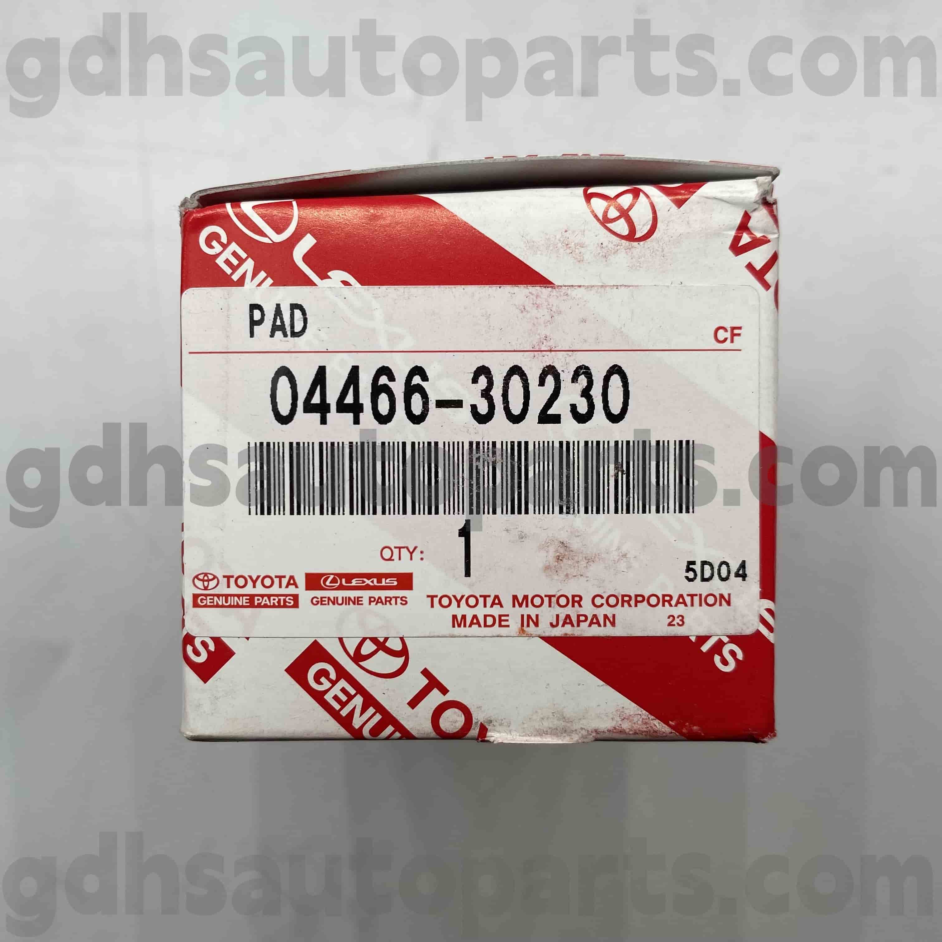 04466-30230 Originálne diely Toyota Originálne diely Zadné brzdové doštičky pre Mark X, Crown, Reiz Chassis č. GRS20# GRX13#